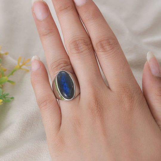 AAA Labradorit Ring, 316L Edelstahl (Größe 17.00), ca. 10.61 ct