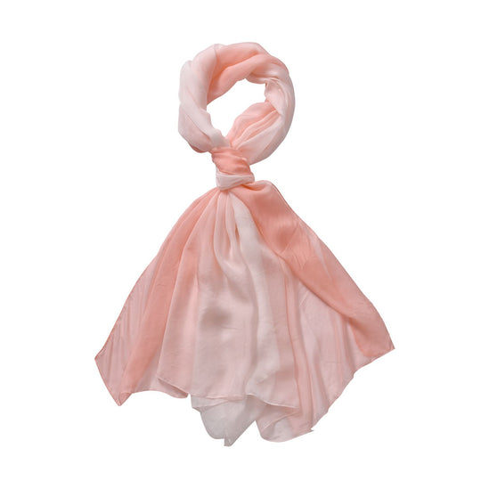 LA MAREY ombre chiffon 100% silk scarfMaterial:100% silk Size:110cm*180cmWeight : 50gColor: peach
