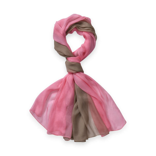 LA MAREY ombre chiffon 100% silk scarfMaterial:100% silk Size:110cm*180cmWeight : 50gColor: peach
