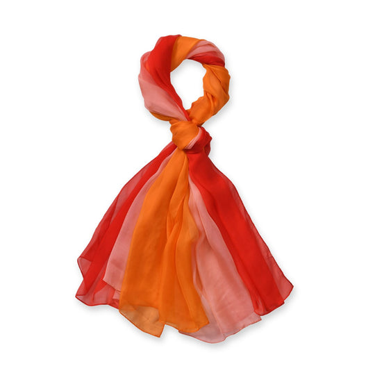 LA MAREY ombre chiffon 100% silk scarfMaterial:100% silk Size:110cm*180cmWeight : 50gColor: peach