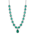 Smaragd-Quarz-Triplette Halskette, ca. 45 cm, 925 Silber platiniert, ca. 26.73 ct