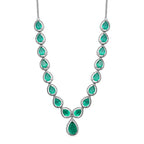 Smaragd-Quarz-Triplette Halskette, ca. 45 cm, 925 Silber platiniert, ca. 26.73 ct