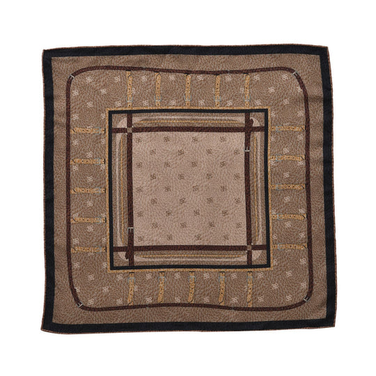 LA MAREY Foulards squared scarfMaterial:70% wool 30% Mulberry silk size: 65cm*65cmWeight : 50gColor: brown