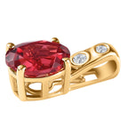 Lab Grown Padparadscha-Saphir, Weißer Zirkon Anhänger 925 Silber Gelbgold Vermeil ca. 2.72 ct