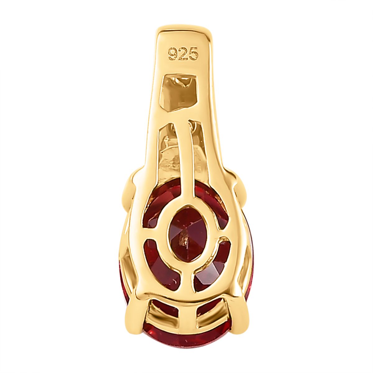Lab Grown Padparadscha-Saphir, Weißer Zirkon Anhänger 925 Silber Gelbgold Vermeil ca. 2.72 ct