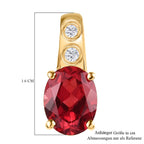 Lab Grown Padparadscha-Saphir, Weißer Zirkon Anhänger 925 Silber Gelbgold Vermeil ca. 2.72 ct