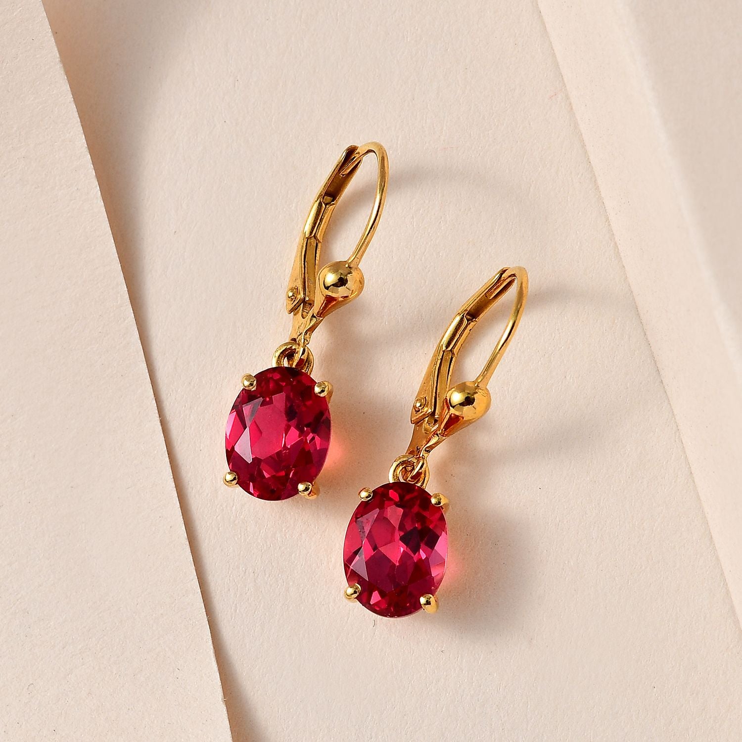 Lab Grown Padparadscha-Saphir Ohrringe, 925 Silber Gelbgold Vermeil, ca. 5.29 ct