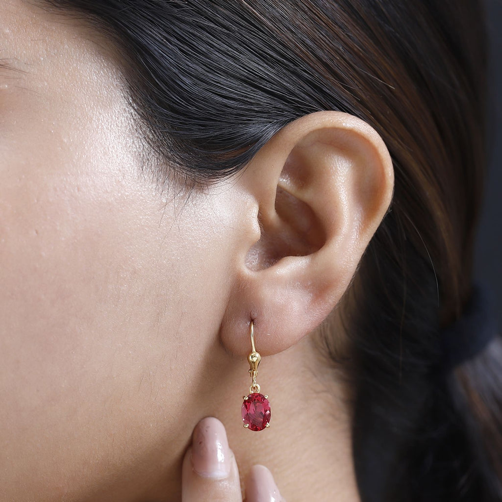 Lab Grown Padparadscha-Saphir Ohrringe, 925 Silber Gelbgold Vermeil, ca. 5.29 ct