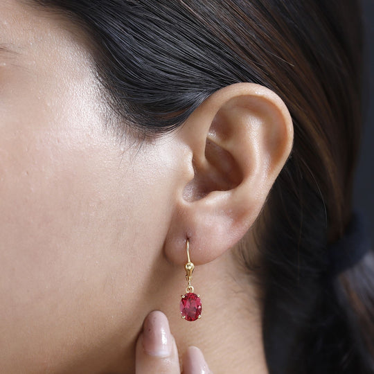 Lab Grown Padparadscha-Saphir Ohrringe, 925 Silber Gelbgold Vermeil, ca. 5.29 ct
