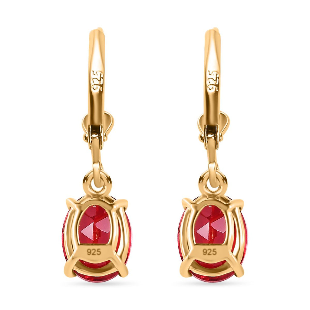 Lab Grown Padparadscha-Saphir Ohrringe, 925 Silber Gelbgold Vermeil, ca. 5.29 ct