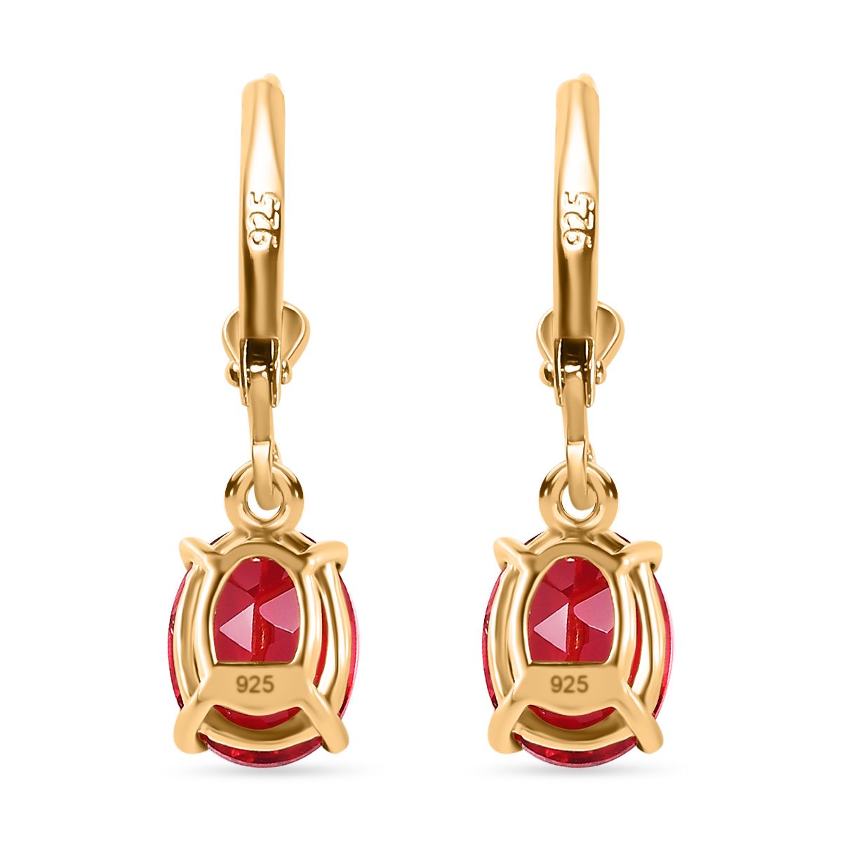 Lab Grown Padparadscha-Saphir Ohrringe, 925 Silber Gelbgold Vermeil, ca. 5.29 ct