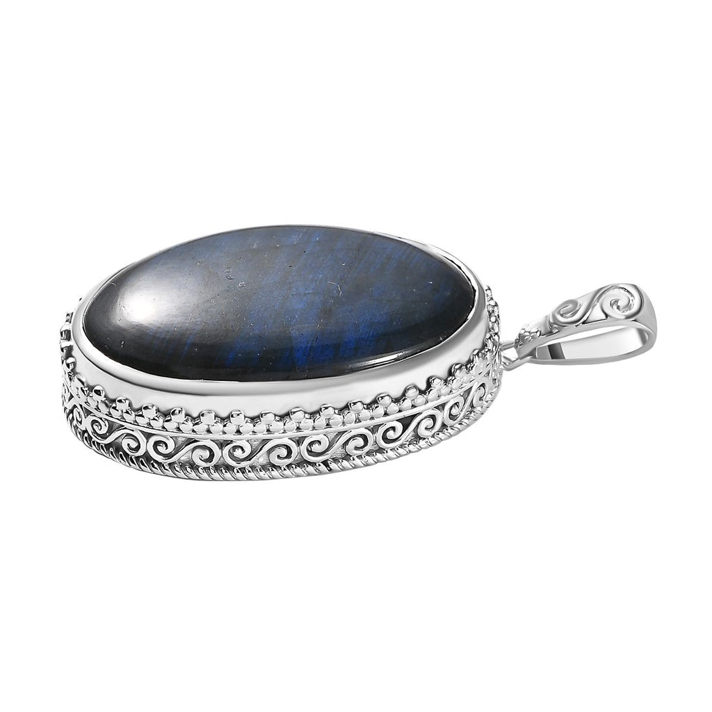 AAA Labradorit Anhänger, 925 Silber platiniert, ca. 35.35 ct