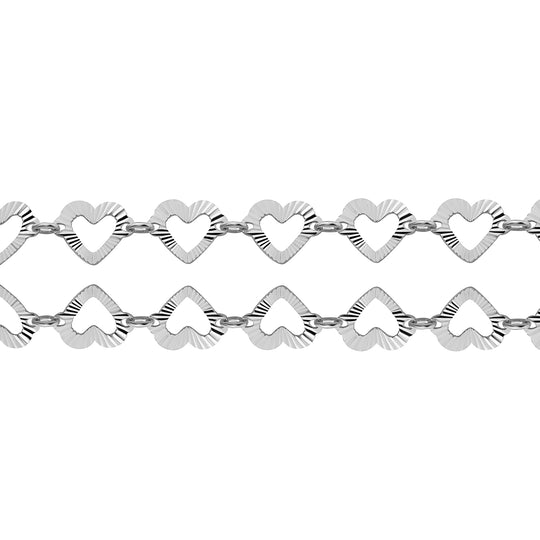 Italienische Diamantschliff Herzkette, 925 Silber vergoldet, 45+5cm