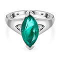 Smaragd-Quarz-Triplette, Weißer Zirkon Ring, 925 Silber platiniert (Größe 17.00) ca. 3.33 ct