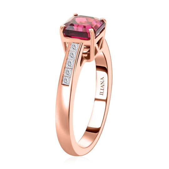 AAA Rubellit, Weißer Diamant Ring 750 Gold ca. 1,75 ct