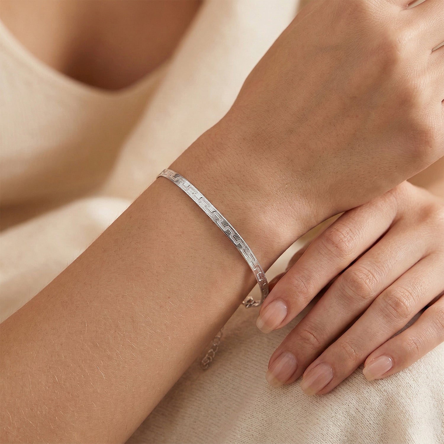 Mäandermuster Armband ca. 18+2 cm, 925 Silber ca. 2,79g