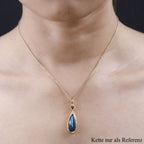 AAA Labradorit, Rhodolith Granat Anhänger, 925 Silber Gelbgold Vermeil ca. 7.55 ct