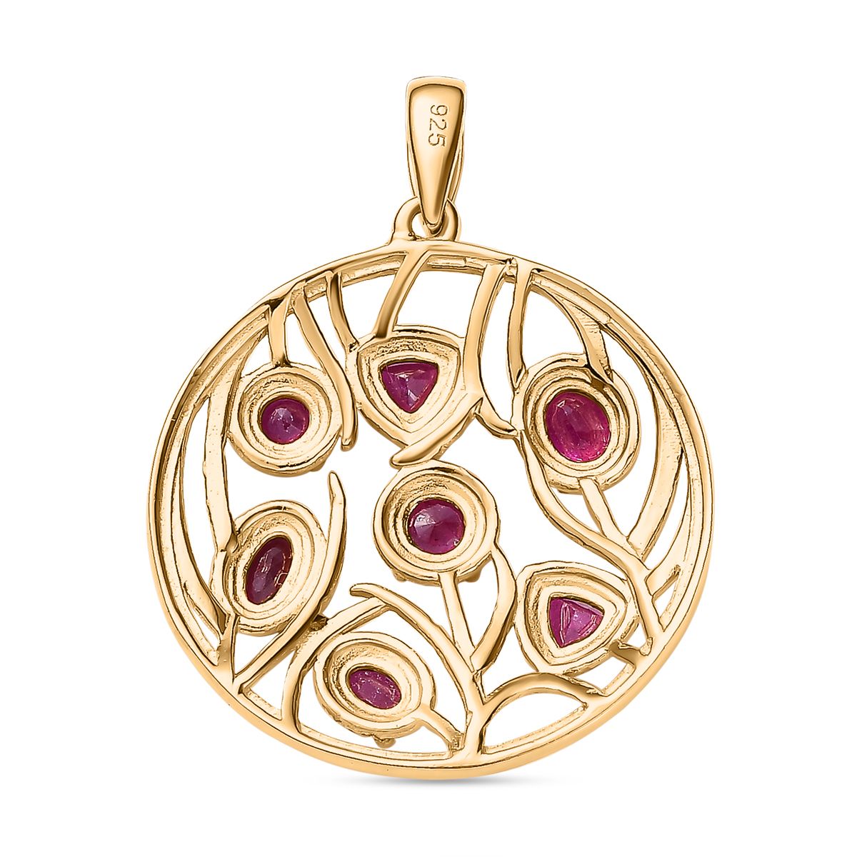 Afrikanischer Rubin (Fissure gefüllt) Anhänger 925 Silber Gelbgold Vermeil ca. 2.43 ct