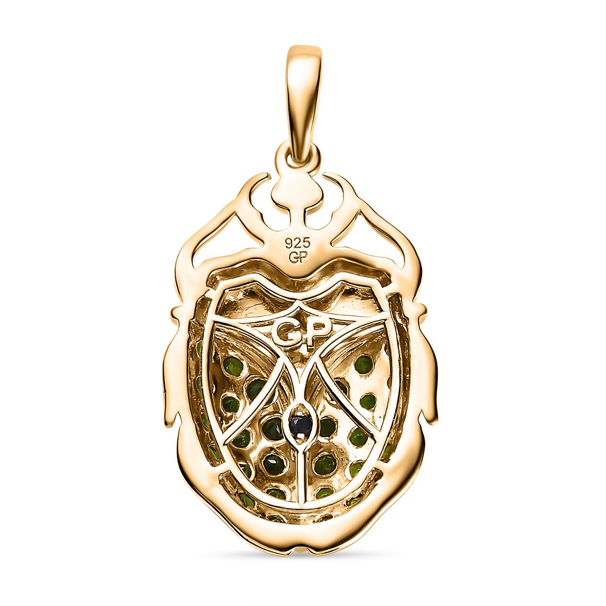 GP Trionfo Kollektion - Natürlicher Chromdiopsid Anhänger, 925 Silber Gelbgold Vermeil ca. 2.20 ct