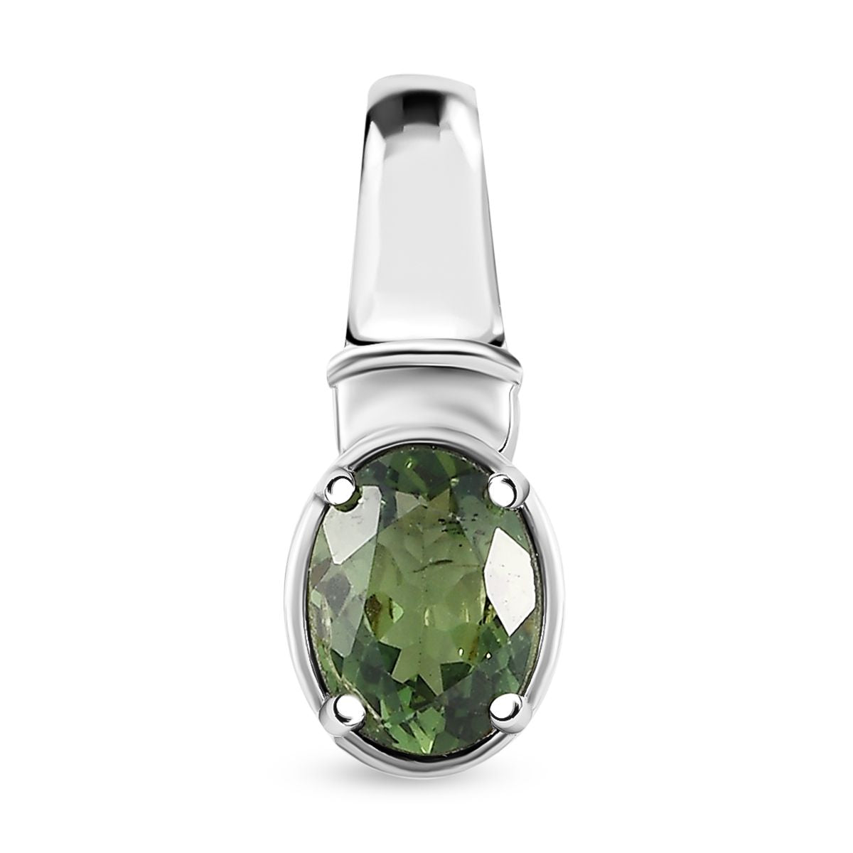 Natürlicher grüner Apatit Anhänger, 925 Silber platiniert ca. 1.18 ct