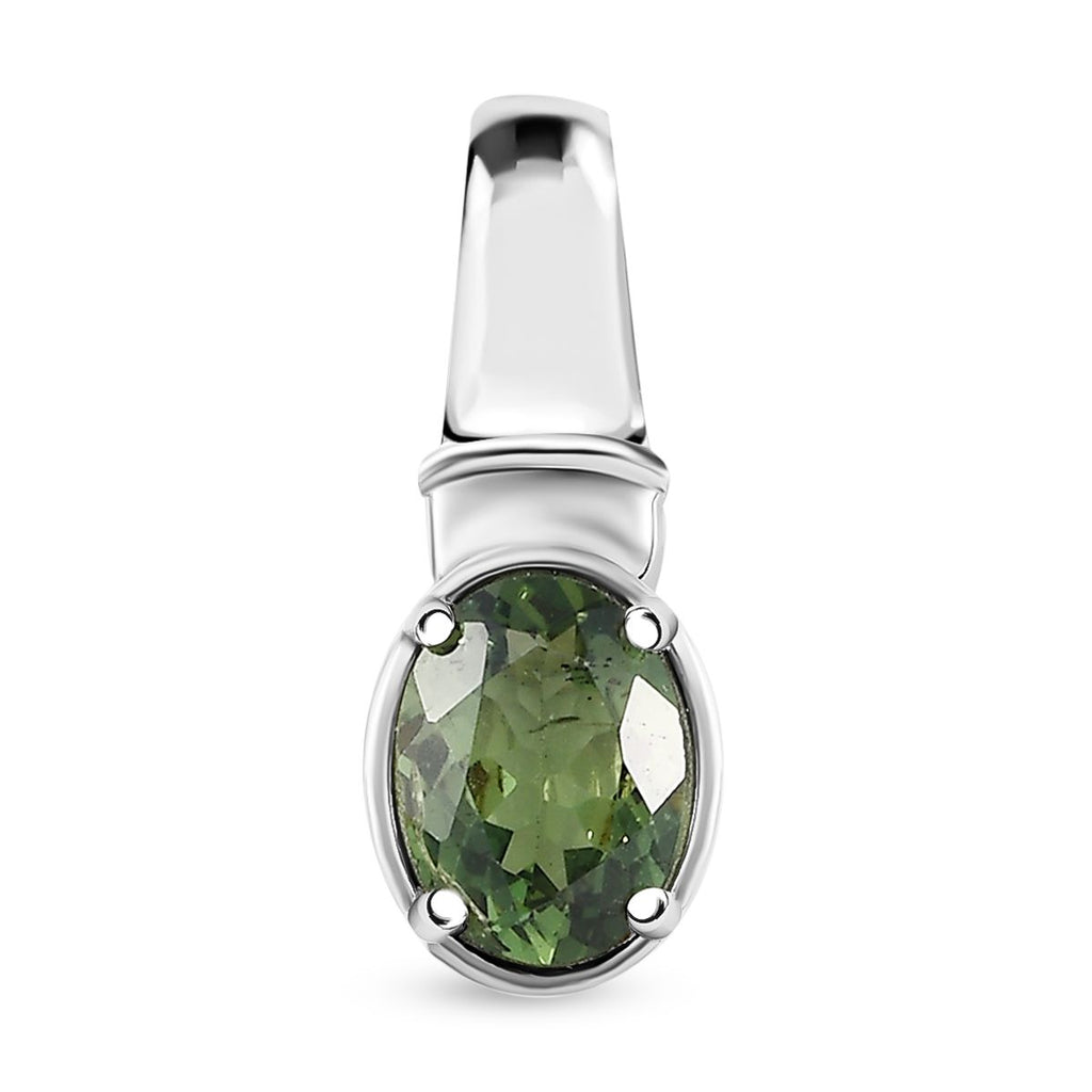 Natürlicher grüner Apatit Anhänger, 925 Silber platiniert ca. 1.18 ct