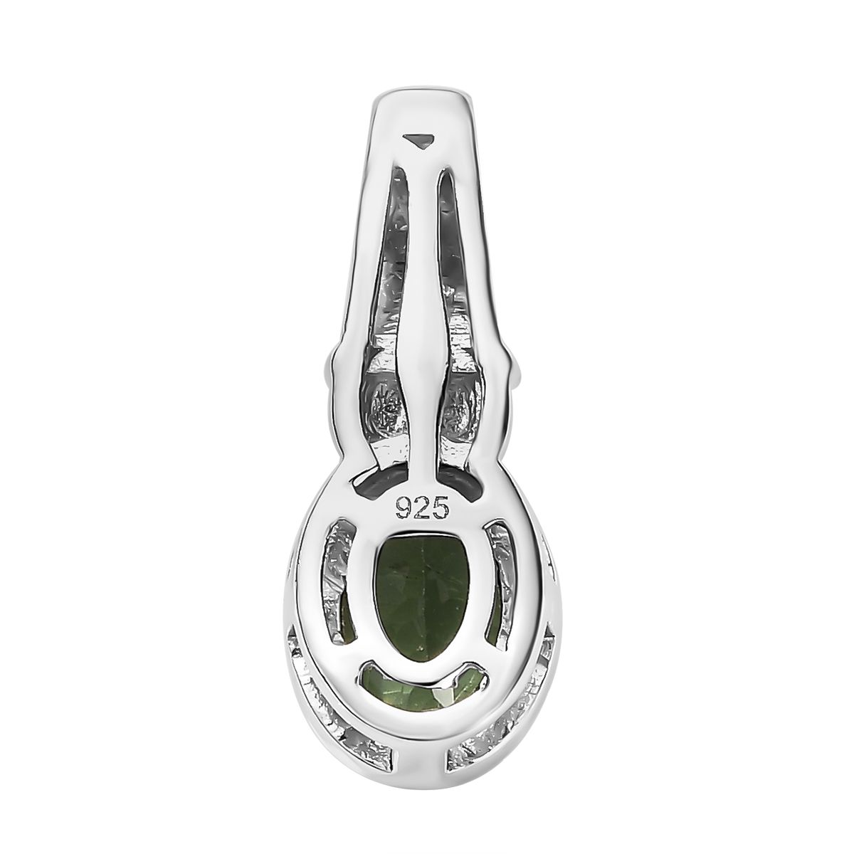 Natürlicher grüner Apatit Anhänger, 925 Silber platiniert ca. 1.18 ct