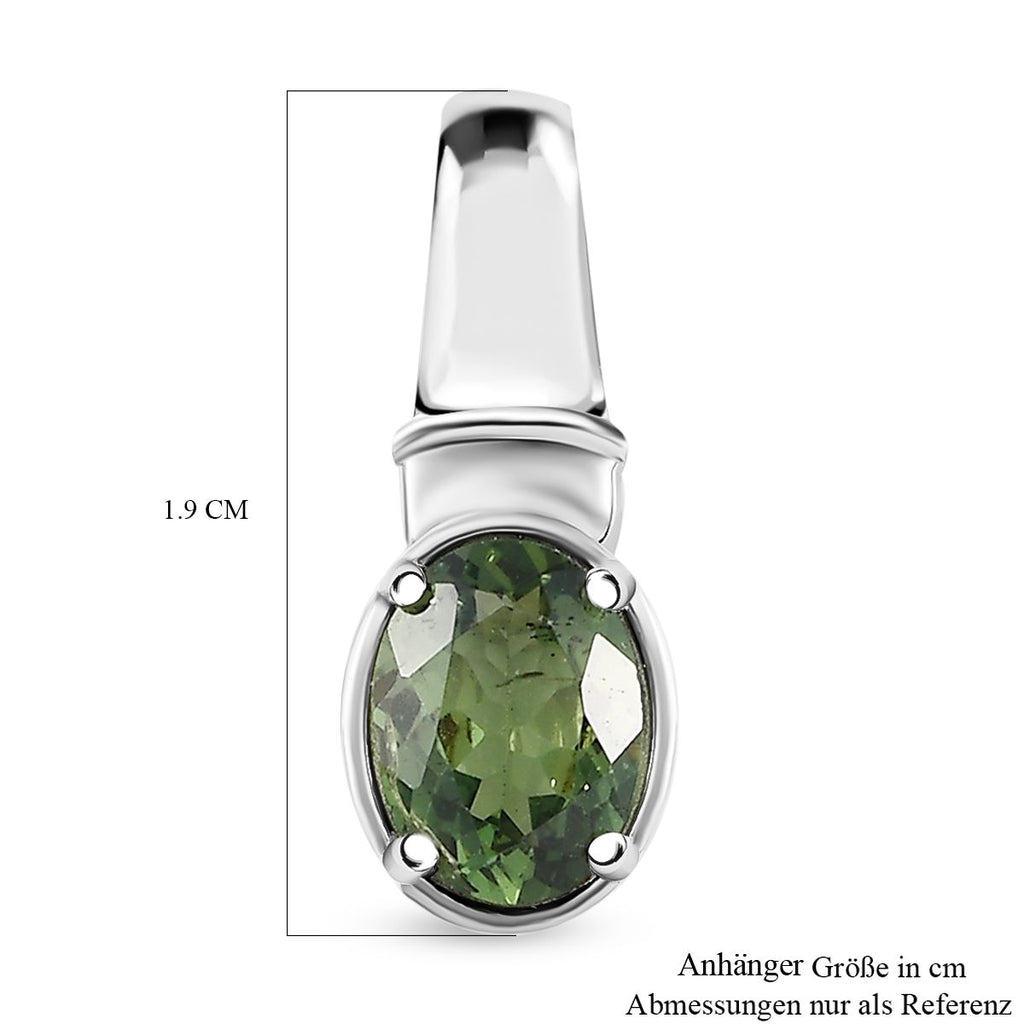 Natürlicher grüner Apatit Anhänger, 925 Silber platiniert ca. 1.18 ct