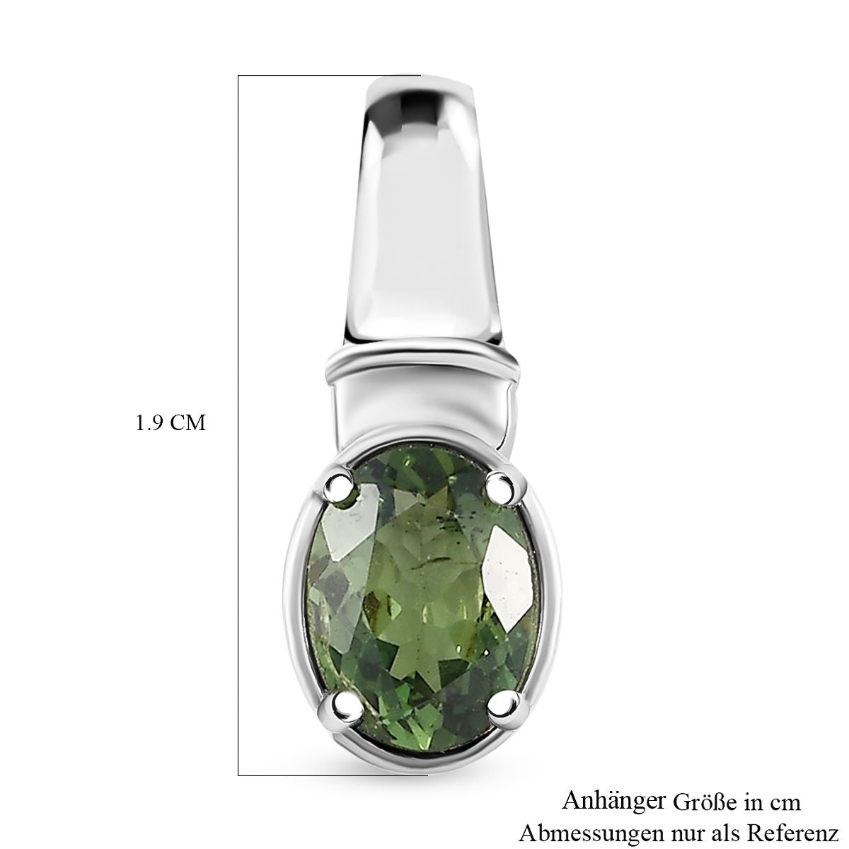 Natürlicher grüner Apatit Anhänger, 925 Silber platiniert ca. 1.18 ct