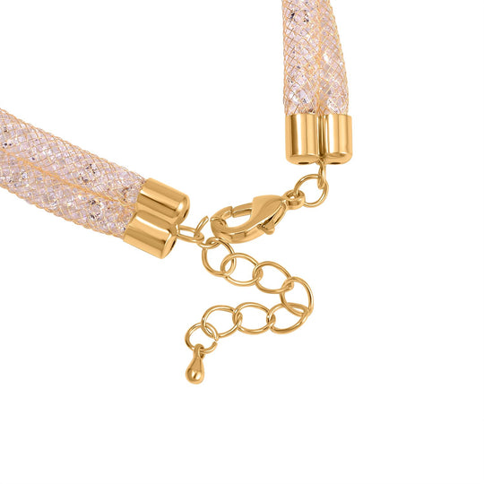 Weißer Kristall Armband ca. 20 cm Reines Messing