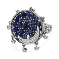 GP Celestial Kollektion - Masoala Saphir (Fissure gefüllt) Ring, 925 Silber platiniert (Größe 17.00) ca. 5.55 ct
