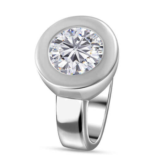 Rundschliff Moissanit Ring, 925 Silber Gelbgold Vermeil (Größe 20.00) ca. 3.47 ct