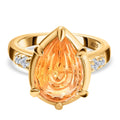 AA Serra Gaucha Citrin, Weißer Zirkon Ring, 925 Silber Gelbgold Vermeil (Größe 17.00) ca. 4.84 ct