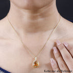 AA Serra Gaucha Citrin, Weißer Zirkon Anhänger 925 Silber Gelbgold Vermeil ca. 4.49 ct