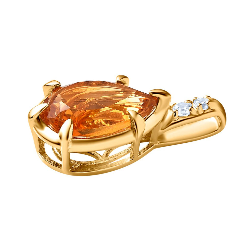 AA Serra Gaucha Citrin, Weißer Zirkon Anhänger 925 Silber Gelbgold Vermeil ca. 4.49 ct