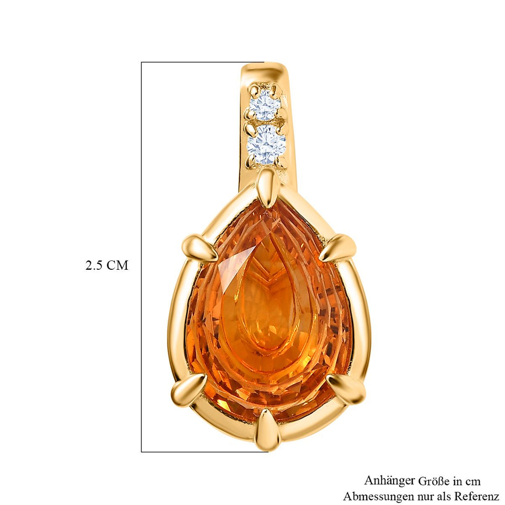 AA Serra Gaucha Citrin, Weißer Zirkon Anhänger 925 Silber Gelbgold Vermeil ca. 4.49 ct