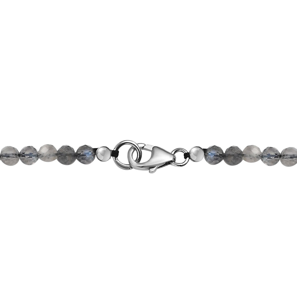 AAA Labradorit Halskette ca. 45 cm 925 Silber platiniert ca. 87.59 ct