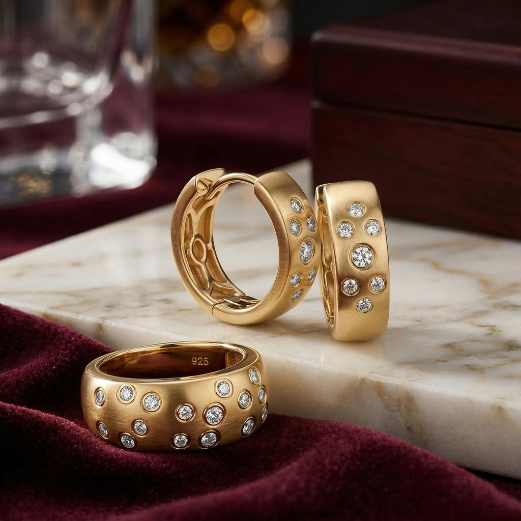 D’Joy Moissanit Ring und Ohrringe