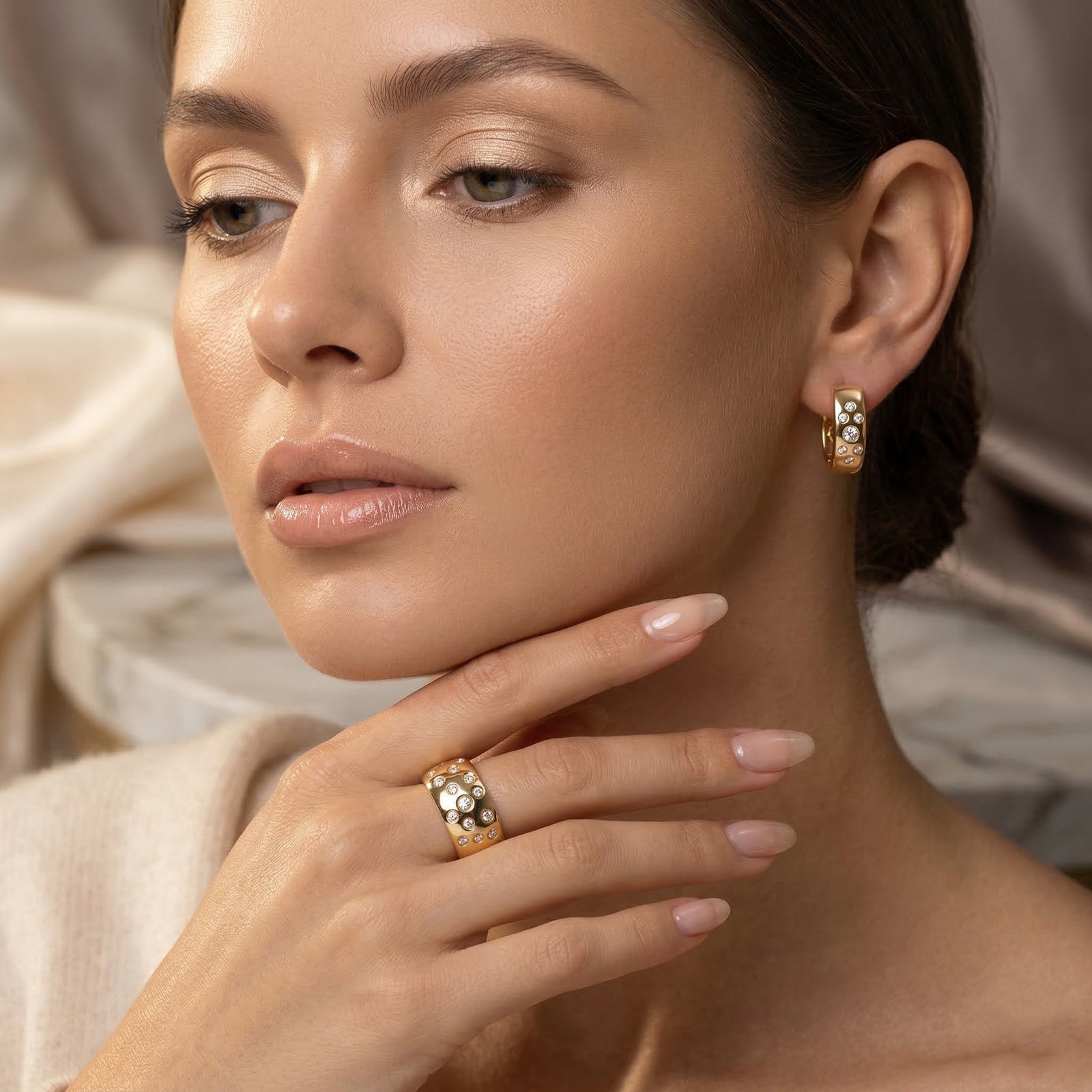 D’Joy Moissanit Ring und Ohrringe