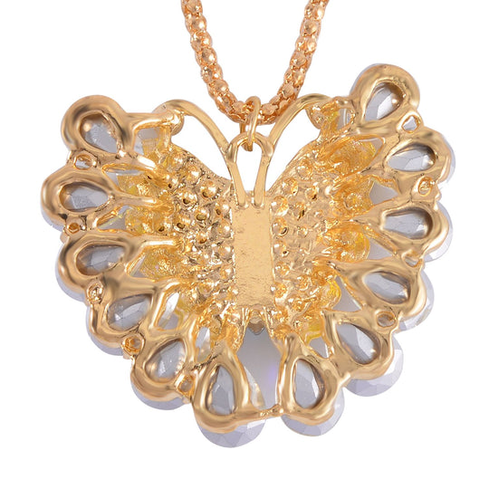 Mehrfarbiger Kristall Schmetterling Halskette, 70 cm