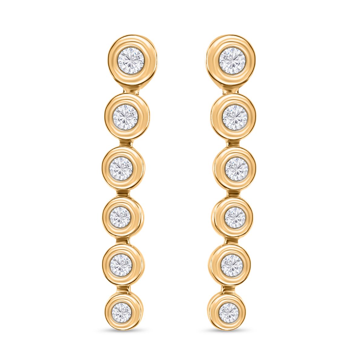 Moissanit Ohrringe, 925 Silber Gelbgold Vermeil, ca. 0.74 ct