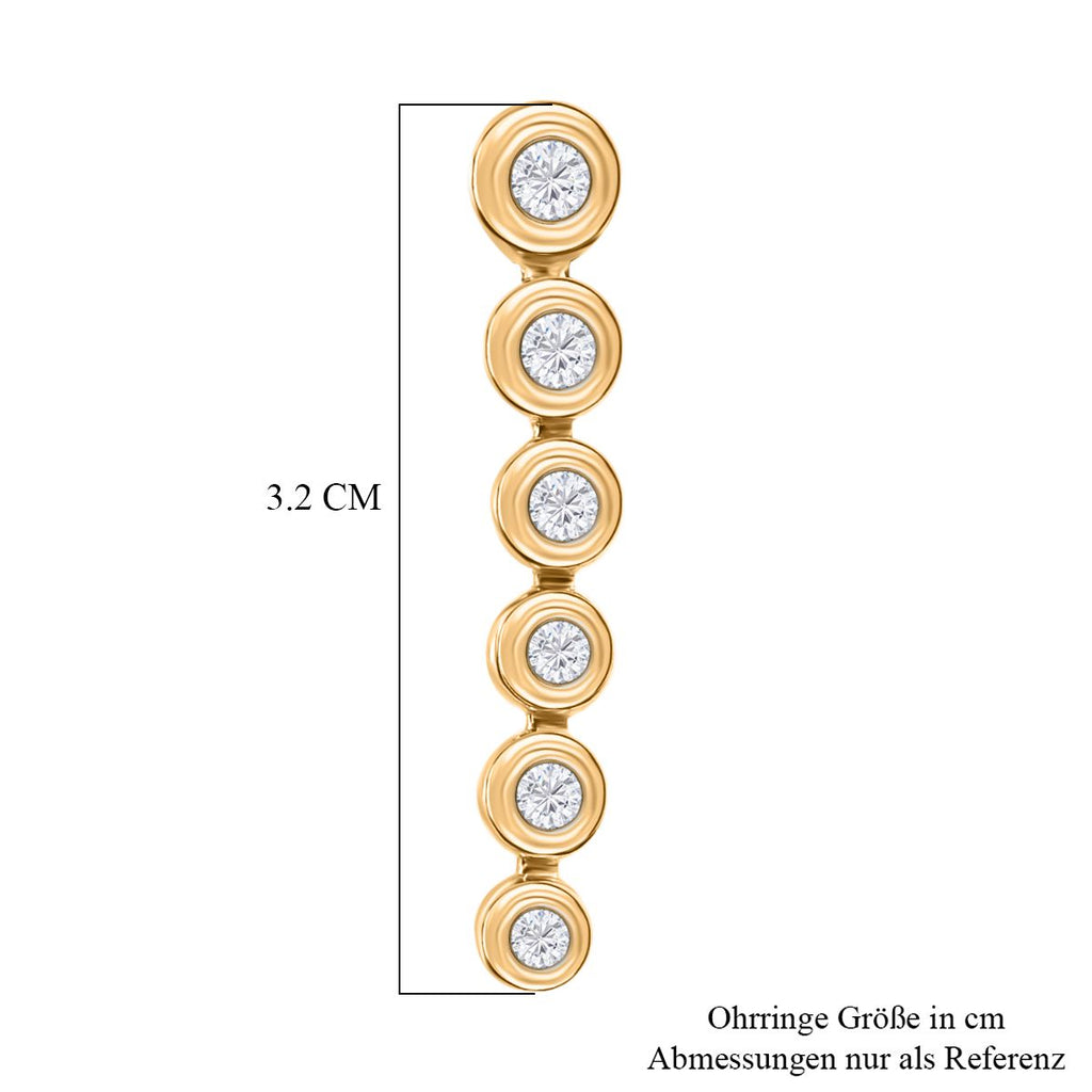 Moissanit Ohrringe, 925 Silber Gelbgold Vermeil, ca. 0.74 ct