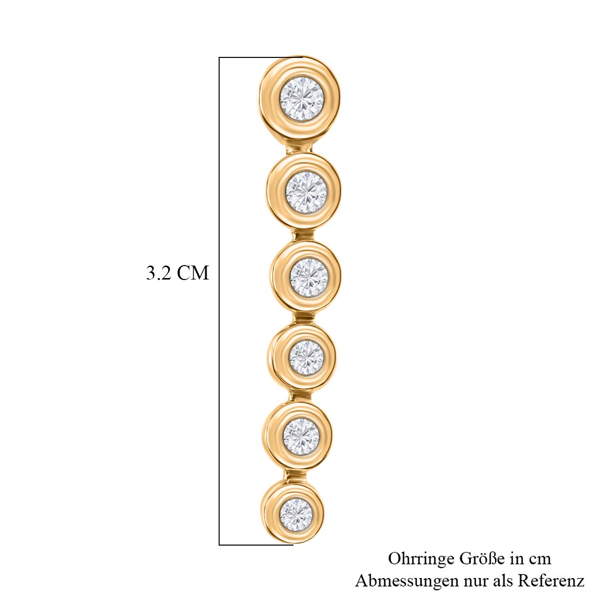 Moissanit Ohrringe, 925 Silber Gelbgold Vermeil, ca. 0.74 ct