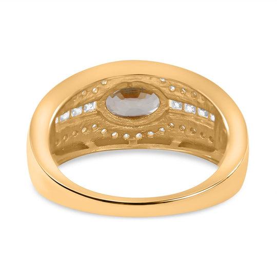 AAA Ceylon Gelber Saphir, Moissanit Ring, 925 Silber Gelbgold Vermeil (Größe 17.00) ca. 1.40 ct