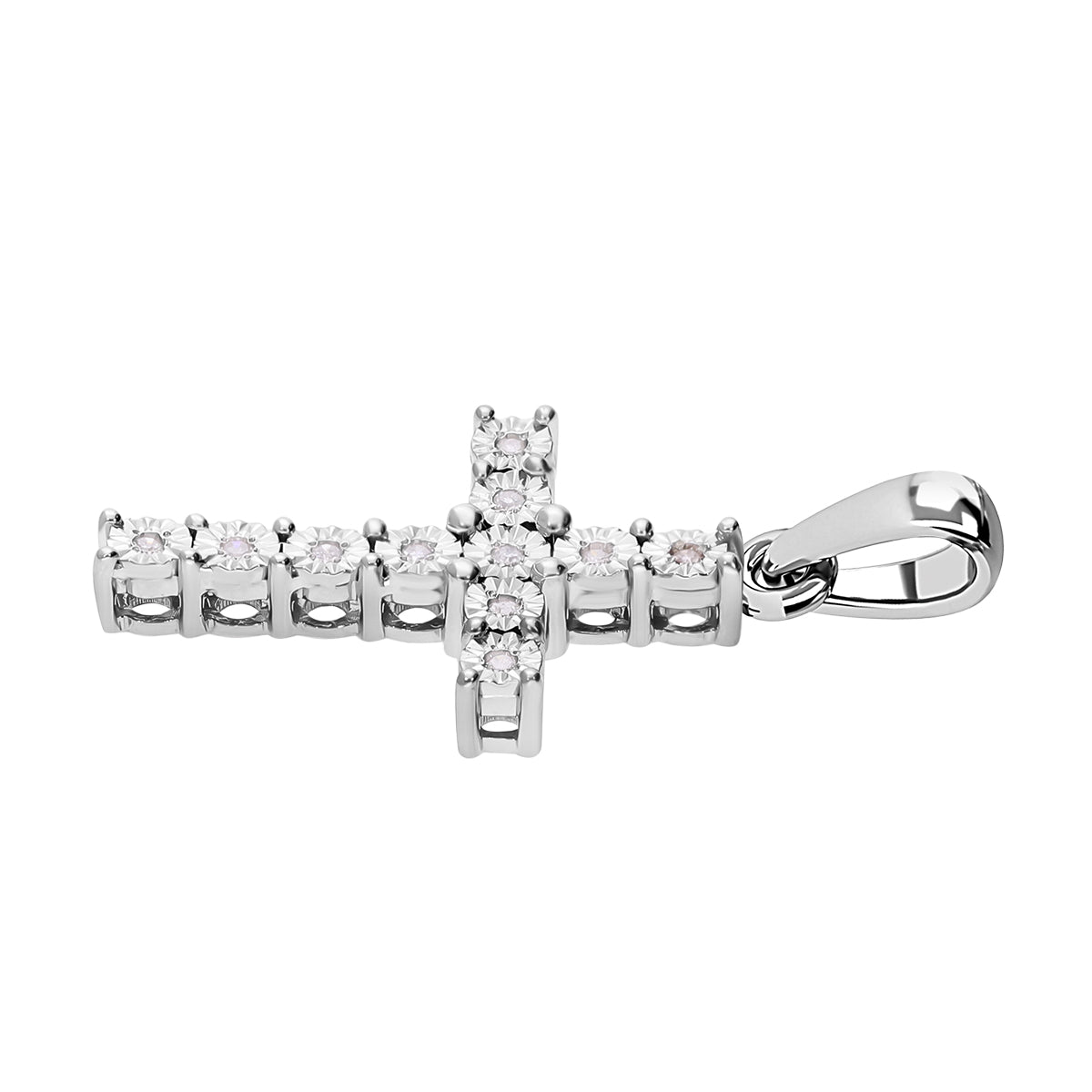 Weißer Diamant Anhänger 925 Silber platiniert ca. 0.05 ct
