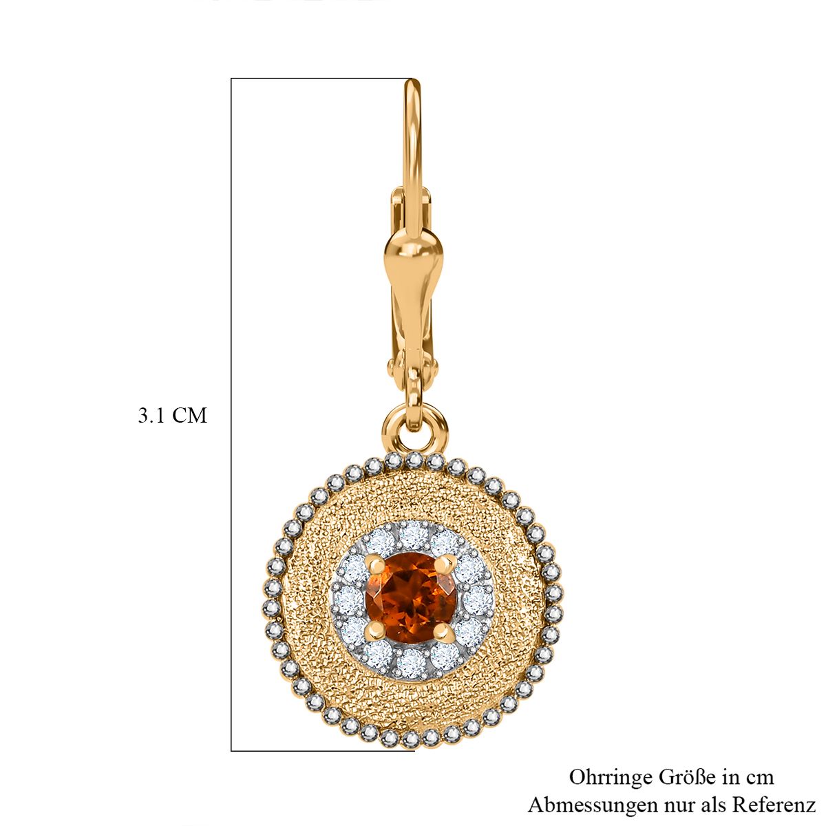 AA Serra Gaucha Citrin, Weißer Zirkon Ohrringe, 925 Silber Gelbgold Vermeil ca. 0.82 ct