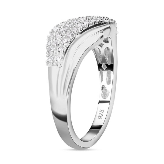 Weißer Diamant Ring, 925 Silber platiniert, (Größe 18.00) ca. 0.23 ct