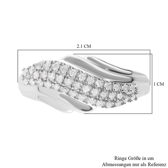Weißer Diamant Ring, 925 Silber platiniert, (Größe 18.00) ca. 0.23 ct