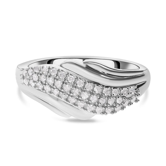 Weißer Diamant Ring, 925 Silber platiniert, (Größe 18.00) ca. 0.23 ct