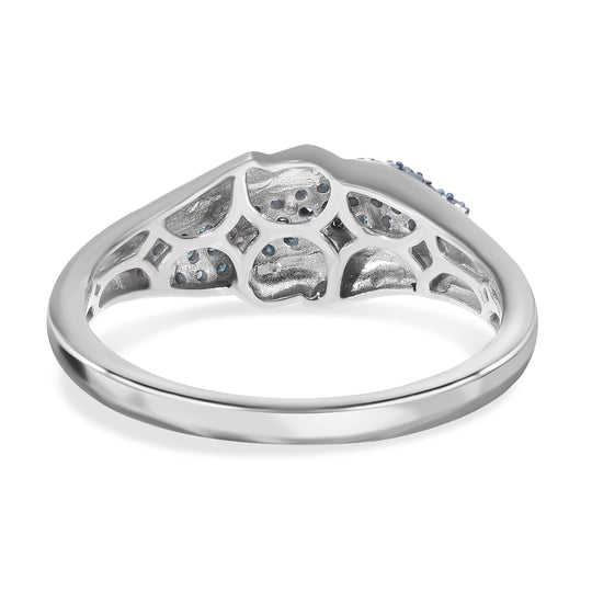 Blauer Diamant P Ringe 925 Silber platiniert (Größe 20.00) ca. 0.25 ct