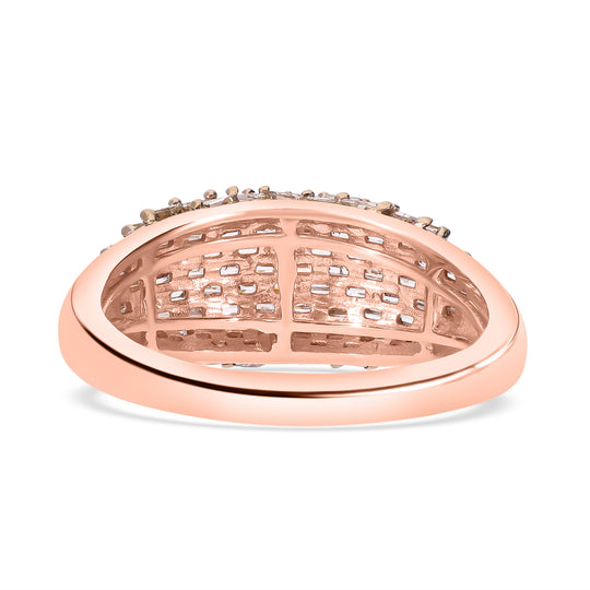 Natürlicher Champagner Diamant Ring, 925 Silber Roségold Vermeil, (Größe 20.00), ca. 1.00 ct